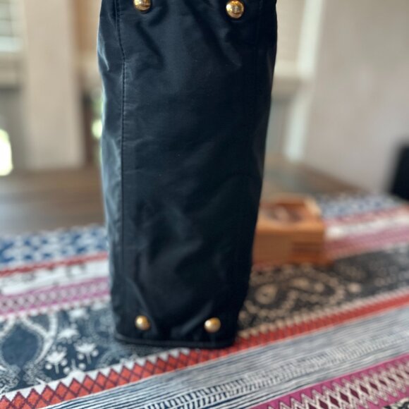 Celine Black Canvas and Leather Shoulder Bag Gold accents Preowned EXCELLENT. - Picture 6 of 11